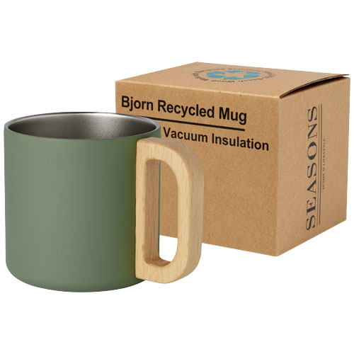 Tasse promotionnelle 360 ml acier inoxydable recyclé Bjorn Vert bruyère